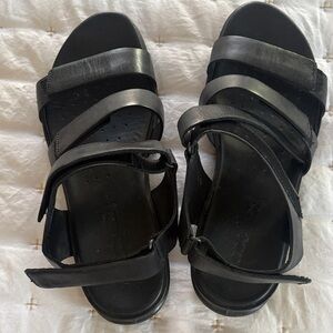 Ecco Black Strappy Sandals